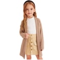 thumbnail image 3 of ManxiVoo Girls Long Sleeve Knitted Cardigan Open Front Solid Sweater Coat for Fall and Winter Toddler Kids Baby 90 Size Khaki, 3 of 8