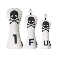 thumbnail image 1 of Golf Wood Cover Skull For Driver Fairway Hybrid Waterproof Protector Set PU Leather Soft Durable Golf Club Covers White 13UT L, 1 of 6