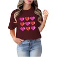 thumbnail image 4 of TIMIFIS T-Shirts pour Femmes Saint-Valentin Été Décontracté Manches Courtes Col Rond T-Shirts Mode Imprimé Cœur d'Amour Tee Shirt, 4 of 4