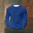 thumbnail image 2 of Mlkoz Long Sleeve Shirts for Men Solid Color Shirts Crew Neck Thermal Textured Plus Size Tops Lightweight Pullover Knit Tops, 2 of 6