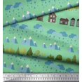 thumbnail image 2 of Soimoi Modal Satin Fabric Tree,House & Raindrop Nature Print Fabric by Yard 42 Inch Wide, 2 of 3