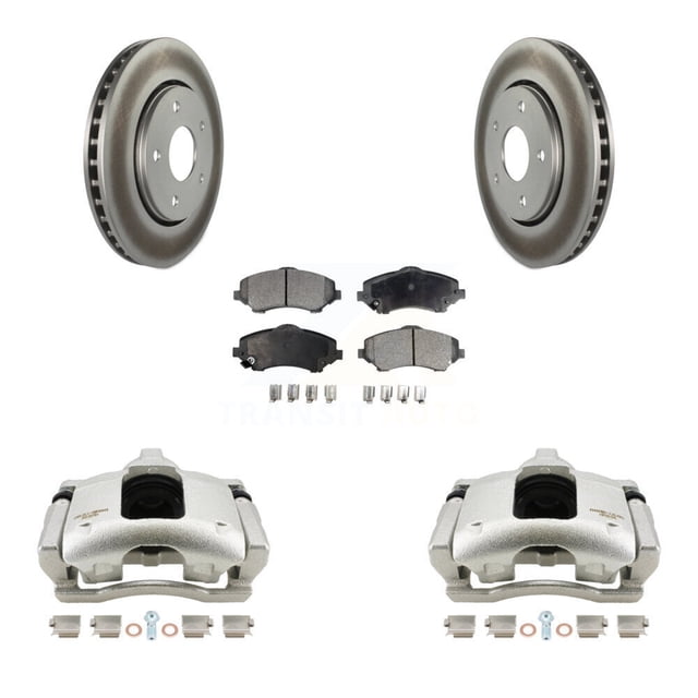Transit Auto Front Disc Brake Caliper Coated Rotors and Semi-Metallic Pads Kit for Car 2009-2011 Dodge Journey KCG-100608P