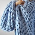 thumbnail image 1 of Chunky Knit Blanket Merino Wool Hand Made Throw Boho Bedroom Home Decor Giant Yarn, 1 of 3