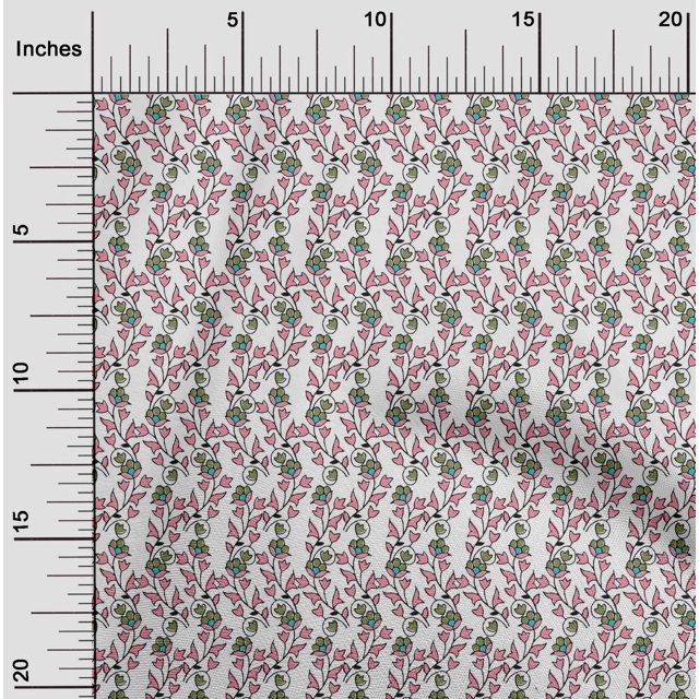 oneOone Viscose Jersey Fabric Leaves & Floral Block Decor Fabric Printed BTY 60 Inch Wide