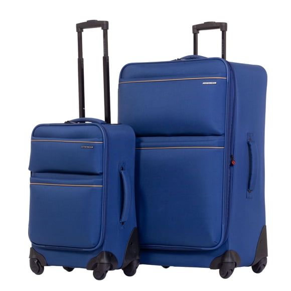 Jetstream 2 Piece Softside Luggage Set, 20" Carry-on and 28" Checked Upright Spinner Suitcase, Blue