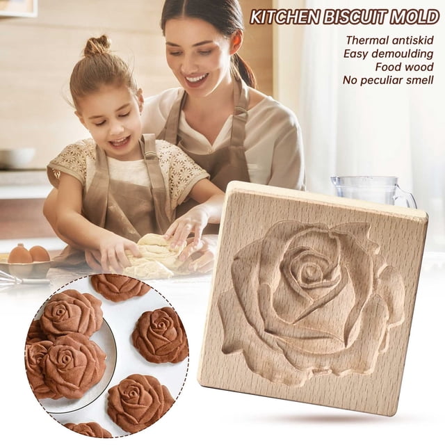 Moulds for DIY Baking Craft Embossing Wooden Cookie Set Decorative Tools for Christmas Thanksgiving Kitchen