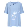 thumbnail image 4 of CHUANK Hauts pour Femmes en Solde à Moins de 10$ Hauts Décontractés Printemps Été Manches Longues en Coton Lin Imprimé Graphique Pissenlit Col Rond Blouses Vintage Grande Taille, 4 of 6