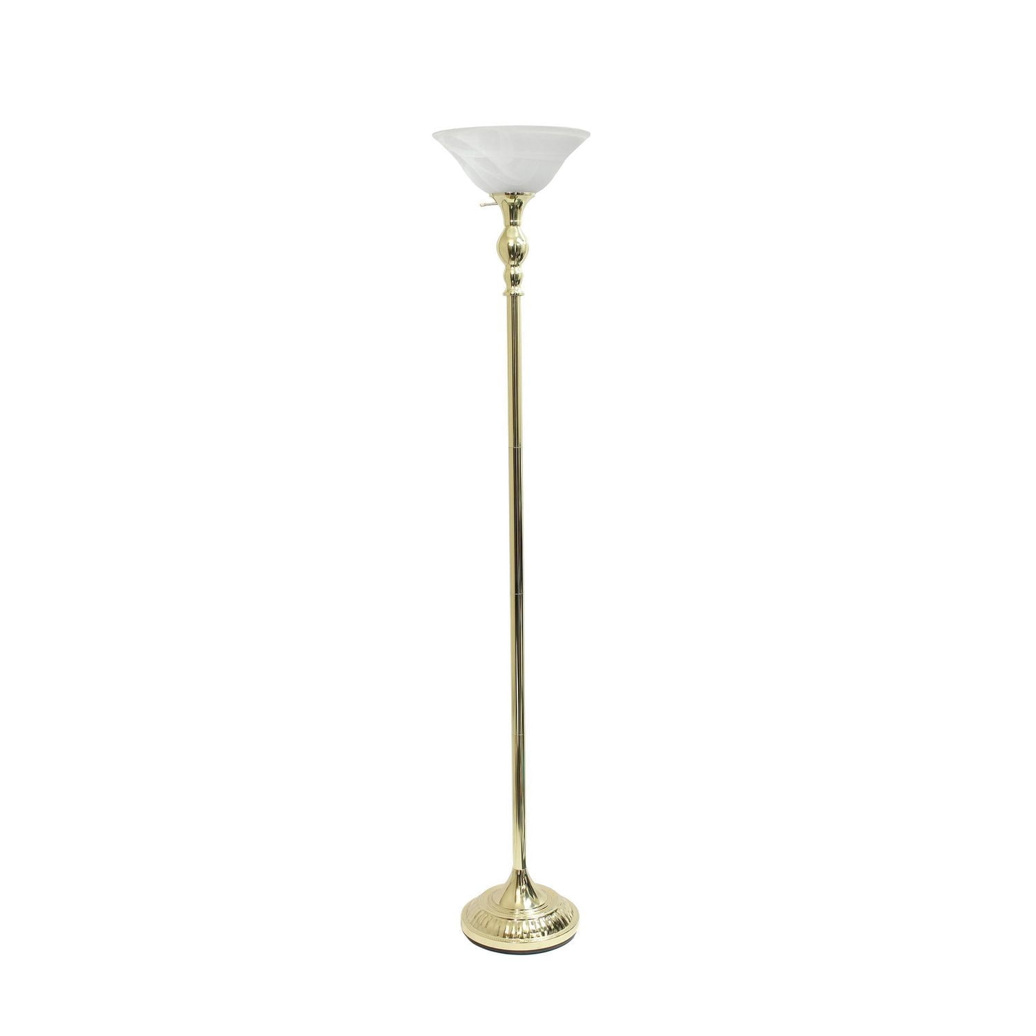 Conception élégante 1 Lampe de sol torchère avec abat-jour en verre blanc marbré, or