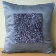thumbnail image 4 of The HomeCentric Pillow Cover, Blue Decorative Pillow Cover For Sofa Pack of 2, 16x16 inch (40x40 cm) Silk Pillowcase With Zipper, Solid Color, Ribbon Embroidery, Toss- Vintage Blue Love, 4 of 4
