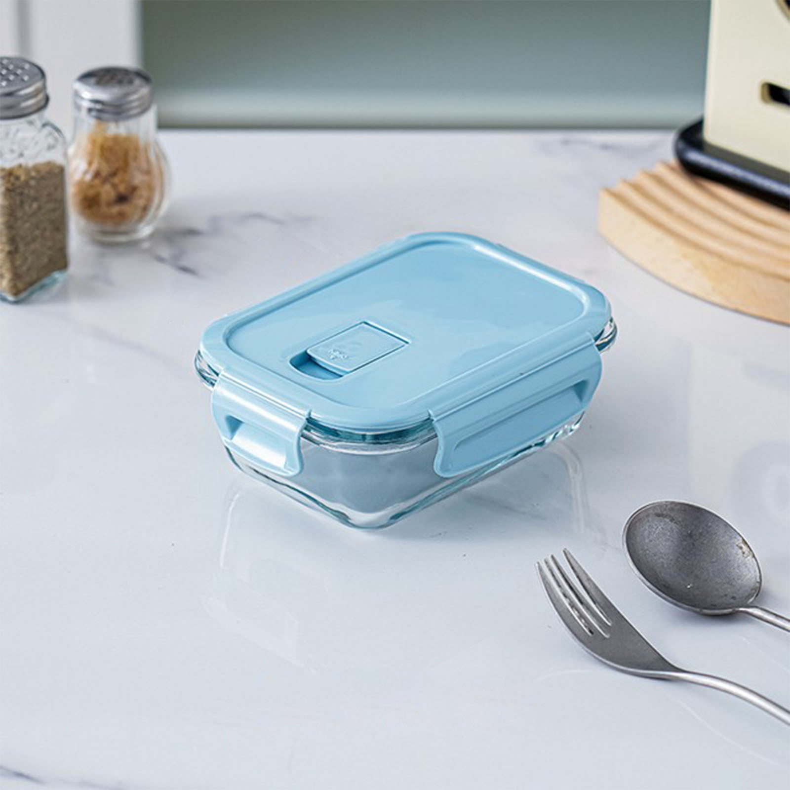 Birdeem Glass Lunch Box Microwave Safe, 30oz Leakproof Food Storage Container for Office and School, Bento Box with Lid, Dishwasher Safe Glass Meal Prep Containers