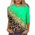 thumbnail image 2 of Hauts pour Femmes Grande Taille T-shirt Ample Imprimé de Mode pour Femmes Blouse à Manches 3/4 Col Rond Hauts Décontractés Hauts pour Femmes Été en Liquidation, 2 of 4