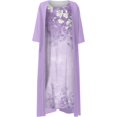 thumbnail image 3 of ORUYROP Robe en Chiffon pour Femmes Manches 3/4 Invité de Mariage Élégante Robe Fluide Longueur Genou Ensemble Deux Pièces Robe Formelle Vintage, 3 of 6