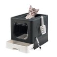 thumbnail image 1 of Suhaco Cat Litter Box Top Entry Covered Kitty Litter Box with Liddle Litter Tray Foldable Kitten Litter Tray Including Cat Litter Scoop and 2-1 Cleaning Brush Easy Clean Up(Black), 1 of 7