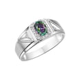 thumbnail image 4 of RYLOS Men's Rings Sterling Silver Classic 7X5MM Oval Gemstone & Diamond Ring Alexandrite June Birthstone Rings For Men Size 8, 4 of 7