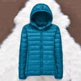 thumbnail image 4 of Packable down Jacket, Lightweight Hooded Puffer, White Duck down Coat Blue L , Coat, 4 of 5
