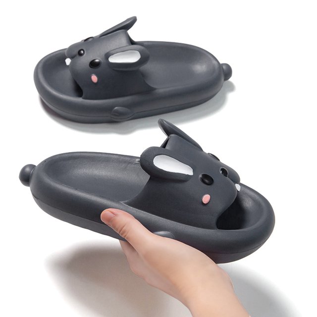 Wangsaura Women Bathroom Slippers Cute Rabbit Soft Sole Non-slip Open Toe Shower Slide Sandals House Shoes