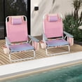 thumbnail image 4 of Costway 4-Pack Folding Backpack Beach Chair 5-Position Outdoor Reclining Chairs with Pillow Pink, 4 of 10