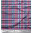 thumbnail image 1 of Soimoi Green Rayon Fabric Gingham Check Printed Fabric 1 Yard 56 Inch Wide, 1 of 5