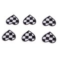 thumbnail image 1 of Applique Patches, Black White Grids Cotton Material Embroidered 100pcs Heart Shaped Cloth Patches Fashionable  For Jackets For Repairing, 1 of 8
