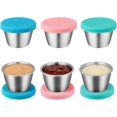 thumbnail image 1 of EcoNesxp 6 Pack Ounces Reusable Leak-proof Condiment Containers Small Sauce Containers Set Stainless Steel Condiment Containers with Silicone Lids, 1 of 5