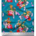 thumbnail image 1 of Soimoi Rayon Fabric Floral,Flamingo & Macaw Parrot Bird Decor Fabric Printed Yard 42 Inch Wide, 1 of 3