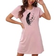 thumbnail image 4 of Tnhcen Robe Grande Taille à Imprimé Mignon, Manches Courtes, Col Rond, Vêtement de Nuit, Polyester Spandex Extensible, P-2TG, pour Détente Quotidienne/sommeil Confortable, 4 of 7