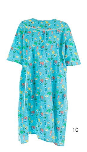 Robe Dos Croisé en Flanelle Adaptative pour Femmes (Petite, Imprimés Amusants avec Fond Bleu - 10)