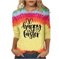 thumbnail image 1 of Dvkptbk Chemises pour Femmes Chic Décontracté 2024 Joyeuses Pâques Hauts Graphiques Mode Décontracté Col Rond Manche Trois Quarts T-Shirt Haut, 1 of 3