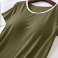 thumbnail image 3 of RKSTN Womens Tops Solid Color Crew Neck Short-sleeved Tops with Bra Pad Cup Super Soft Loose Fit Breathable Lounge Pajamas Tops, 3 of 3