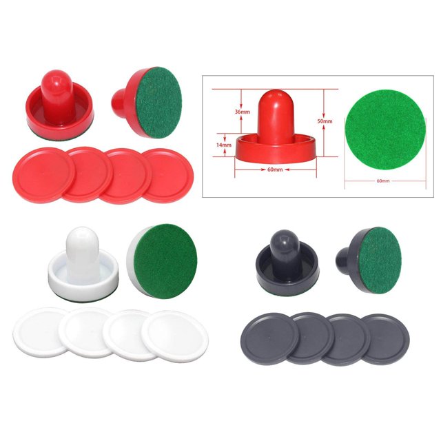 justharion 2PCS Plastic Air Hockey Pushers and 4PCS Pucks Replacement for Game Tables