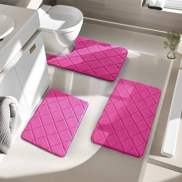 Sokhug 3 Piece Memory Foam Bath Mats, Bathroom Rugs Clearance,Extra Thick Non Slip Mats for Tub, Toilet and Floor, Water Absorbent, Washable
