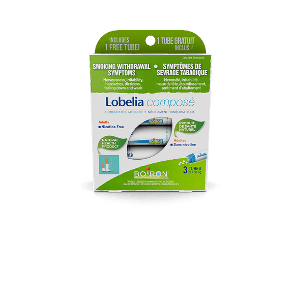 Boiron Lobelia Compose, Homeopathic medicine for the relief of smoking withdrawal symptoms. 3 Tubes