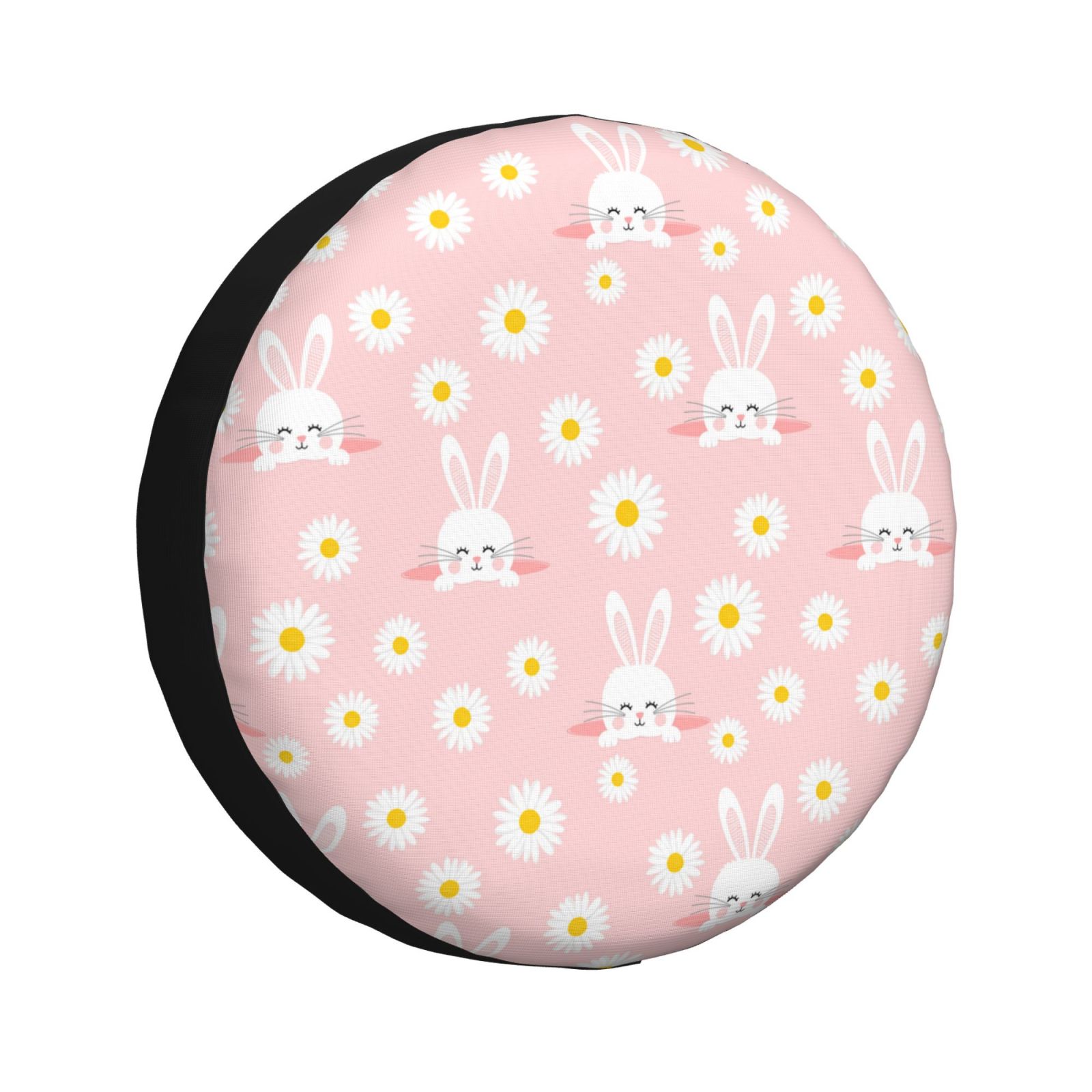 Wukai Rabbit Sunflower Print Spare Tire Cover for RV Trailer,Waterproof PVC Faux Leather Wheel Cover Fit for Truck,Trailer,RV,SUV,Camper-15 inch