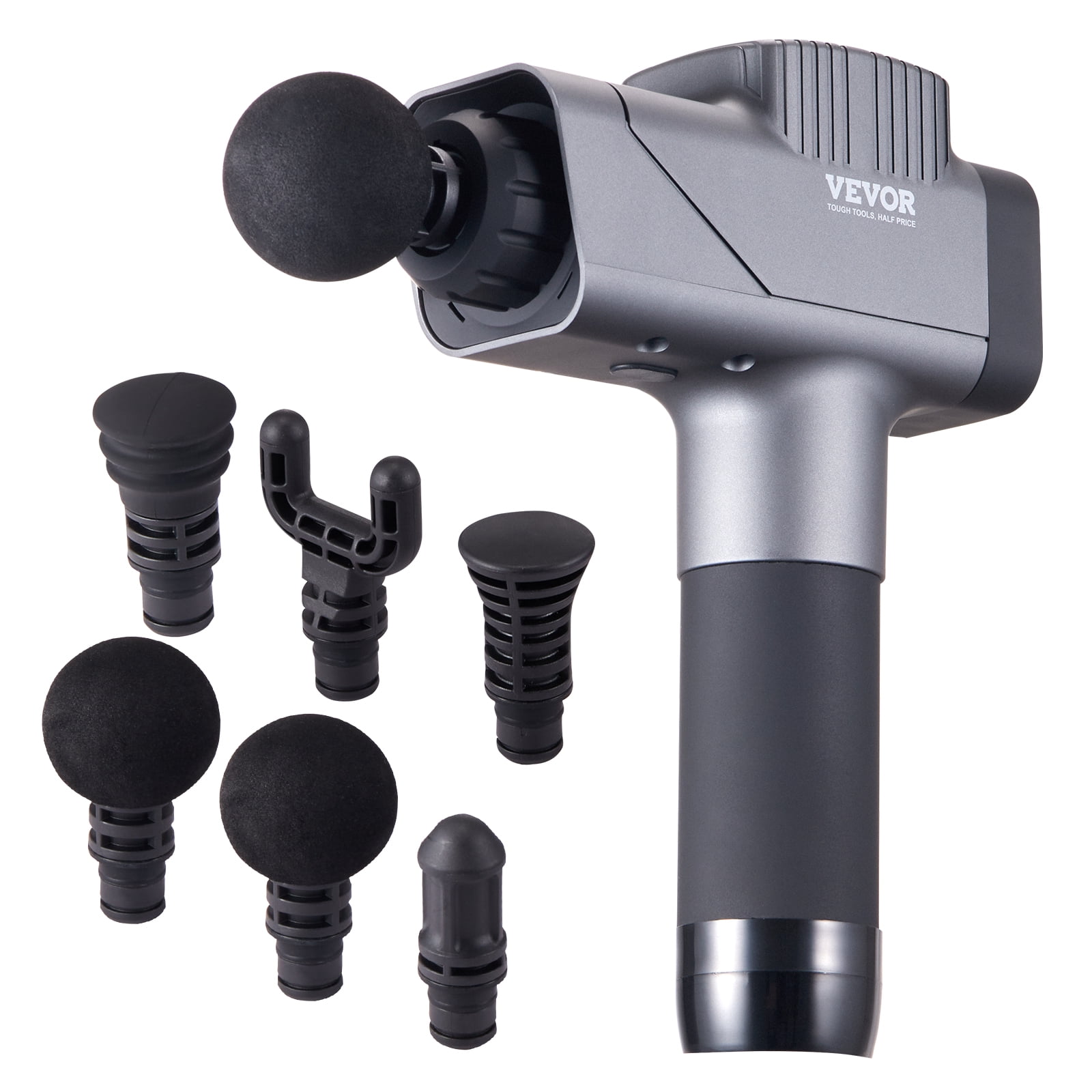 VEVOR Massage Gun Deep Tissue, Percussion Muscle Massager for Athletes - with 8 Speed Levels & 6 Massage Heads, 16V 2500mAh Batteries, Handheld  Massage Gun for Pain Relief, Muscle Relaxation