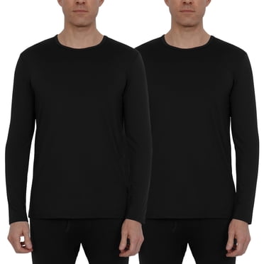 INNERSY Men's Lightweight Thermal Underwear Tops Long Johns Undershirts Base Layer 2-Pack(L,Black)