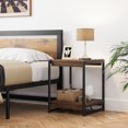thumbnail image 1 of Industrial Wood Coffee Table - 2-Tier Storage Shelf, Large Square End Table for Living Room or Bedroom, Modern Metal Frame, Easy Assembly, Dark Walnut, 1 of 8