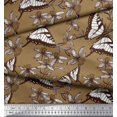 thumbnail image 2 of Soimoi Brown Georgette Viscose Fabric Flower & Butterfly Print Sewing Fabric BTY 42 Inch Wide, 2 of 5