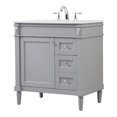 thumbnail image 1 of Pemberly Row Meuble-Lavabo de Salle de Bain Simple en Aluminium MDF de 32 Pouces Gris, 1 of 8