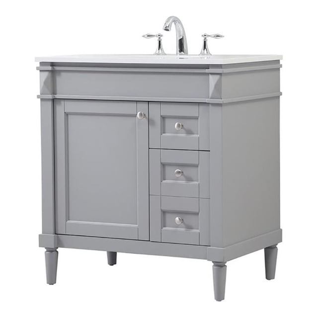 Pemberly Row Meuble-Lavabo de Salle de Bain Simple en Aluminium MDF de 32 Pouces Gris