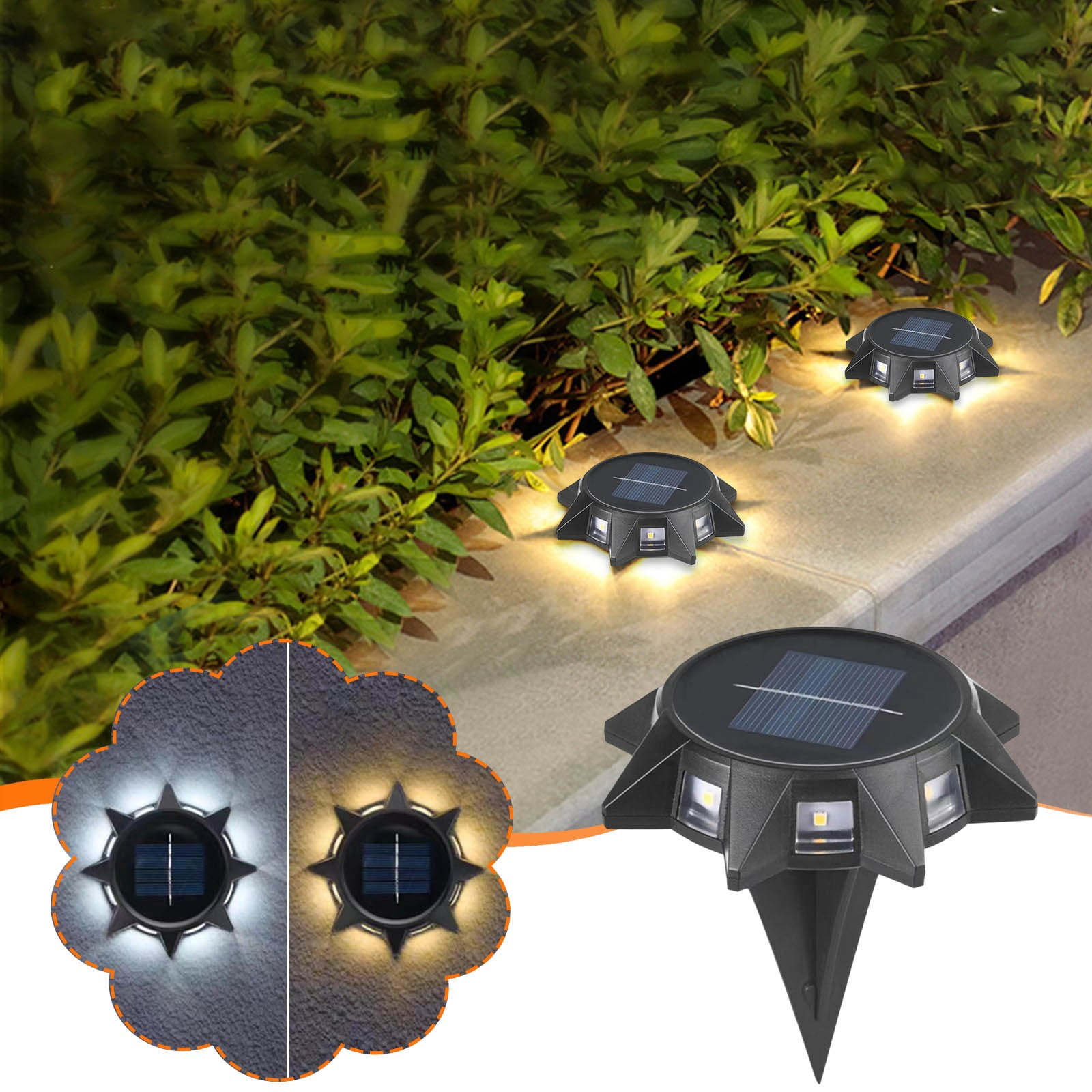 Suncoda Solar Lights Outdoor LED Solar In-Ground Lights Outdoor, Ipx6 Waterproof, 8 LED Solar Lights for Yard Patio Walkway