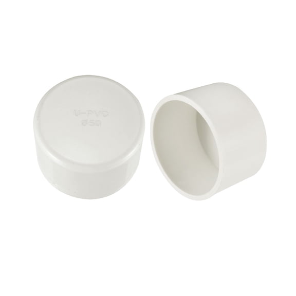 Unique Bargains 50mm PVC Pipe Cap Fitting Slip Socket External End Caps(2-pack)