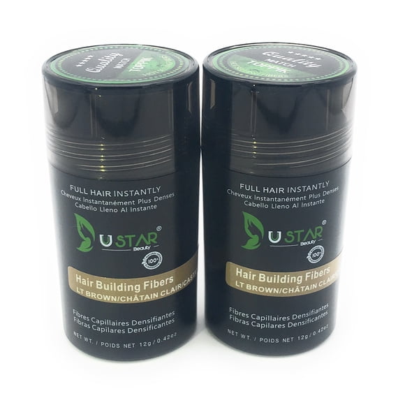 2 Pack - Ustar Hair Building Fibers Light Brown .42oz