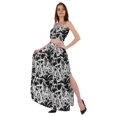 thumbnail image 3 of Bimba Ensemble Coordonné 2 Pcs Robe Aguichant de Plage et de Fête pour Femmes, Haut Court Imprimé Smocké et Jupe Longue, 3 of 7