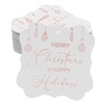 thumbnail image 1 of Inkdotpot Real Rose Gold Foil Merry Christmas & Happy Text Tags Favor Bracket Shape Hang Pack Of 50 Paper Tags, 1 of 7