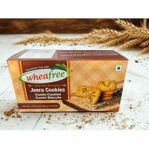 Wheafree Jeera Cookies 200g – Biscuits sans gluten de cumin, snack digestif Savory, biscuits sans thé, végétarien
