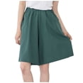 thumbnail image 2 of Meichang Women's Plus Size Cotton Linen Bermuda Shorts, Solid, Elastic Waist, with Pockets, 2 of 7