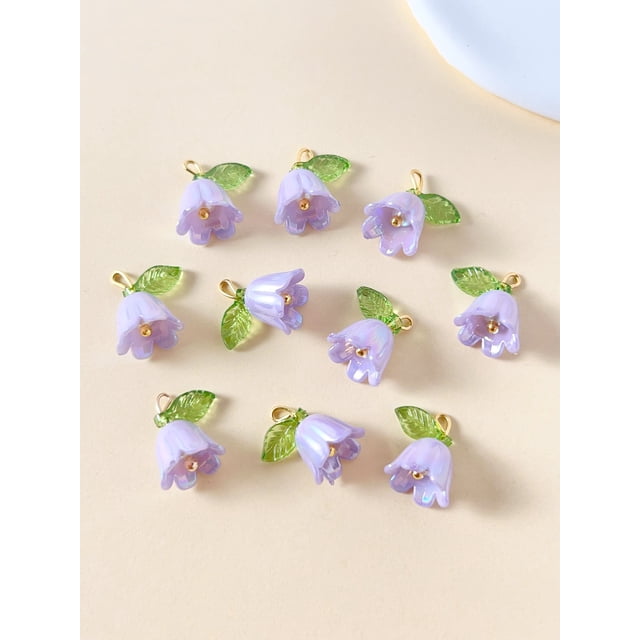10pcs/set Fashionable Pink Gradient Flower Beads For Earrings, Necklace Making