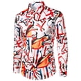 thumbnail image 1 of TIMIFIS Men's Dress Shirts Long Sleeve Floral Button Up Shirts Party Prom Wedding Shirt-OrangeFall, 1 of 1