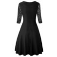 thumbnail image 4 of Jusqu'à 65 % de Rabais! Robes d'Été Mode pour Femmes 2024 Grande Taille Tempérament Manches Trois Quarts Faux Deux Pièces Encolure Patchwork Grande Jupe Robe en Dentelle, 4 of 6