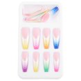 thumbnail image 1 of EeaseCA 24pcs Super Long Rainbow Fake Nails Gradient Color Press on Fingers Nails, 1 of 8